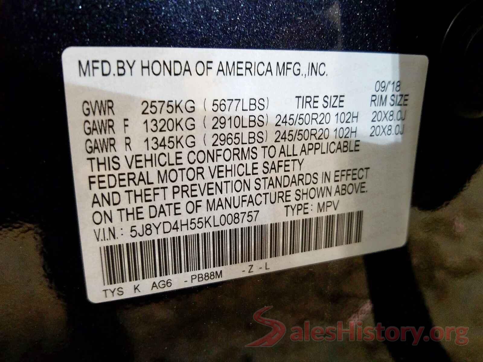 W1WV0FEY3M3830679 2019 ACURA MDX