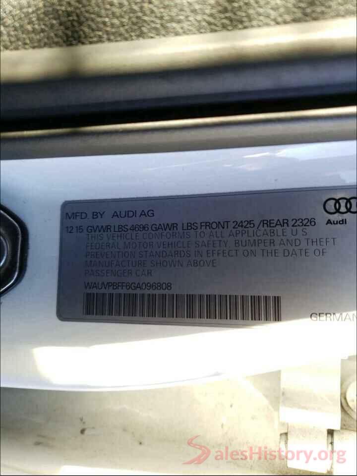 WAUVPBFF6GA096808 2016 AUDI A3