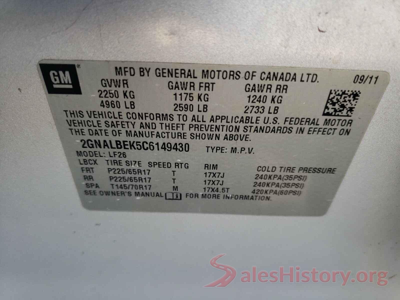 3FMCR9B68MRB00731 2012 CHEVROLET EQUINOX