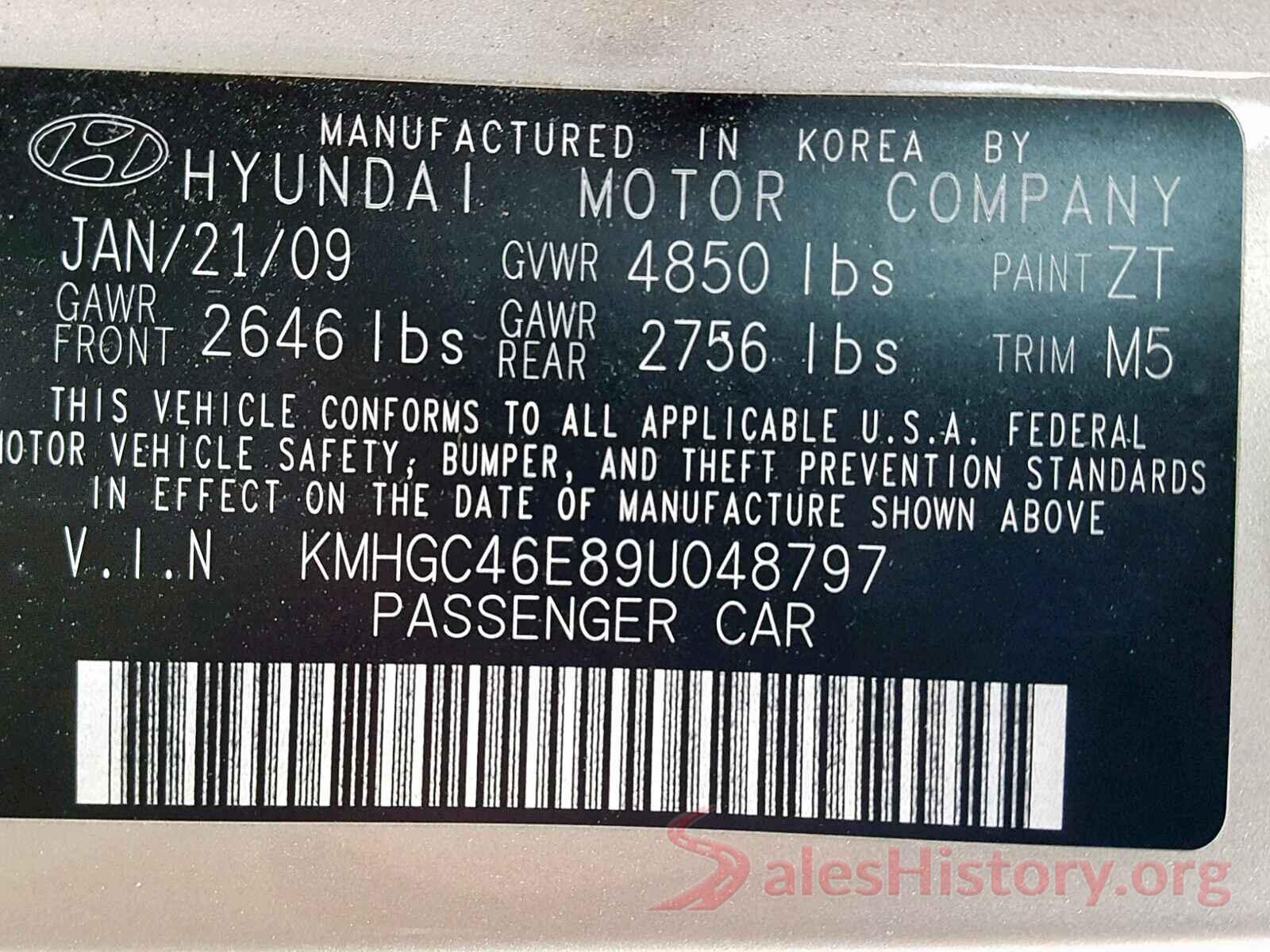 1N4AL3AP1HC173521 2009 HYUNDAI GENESIS