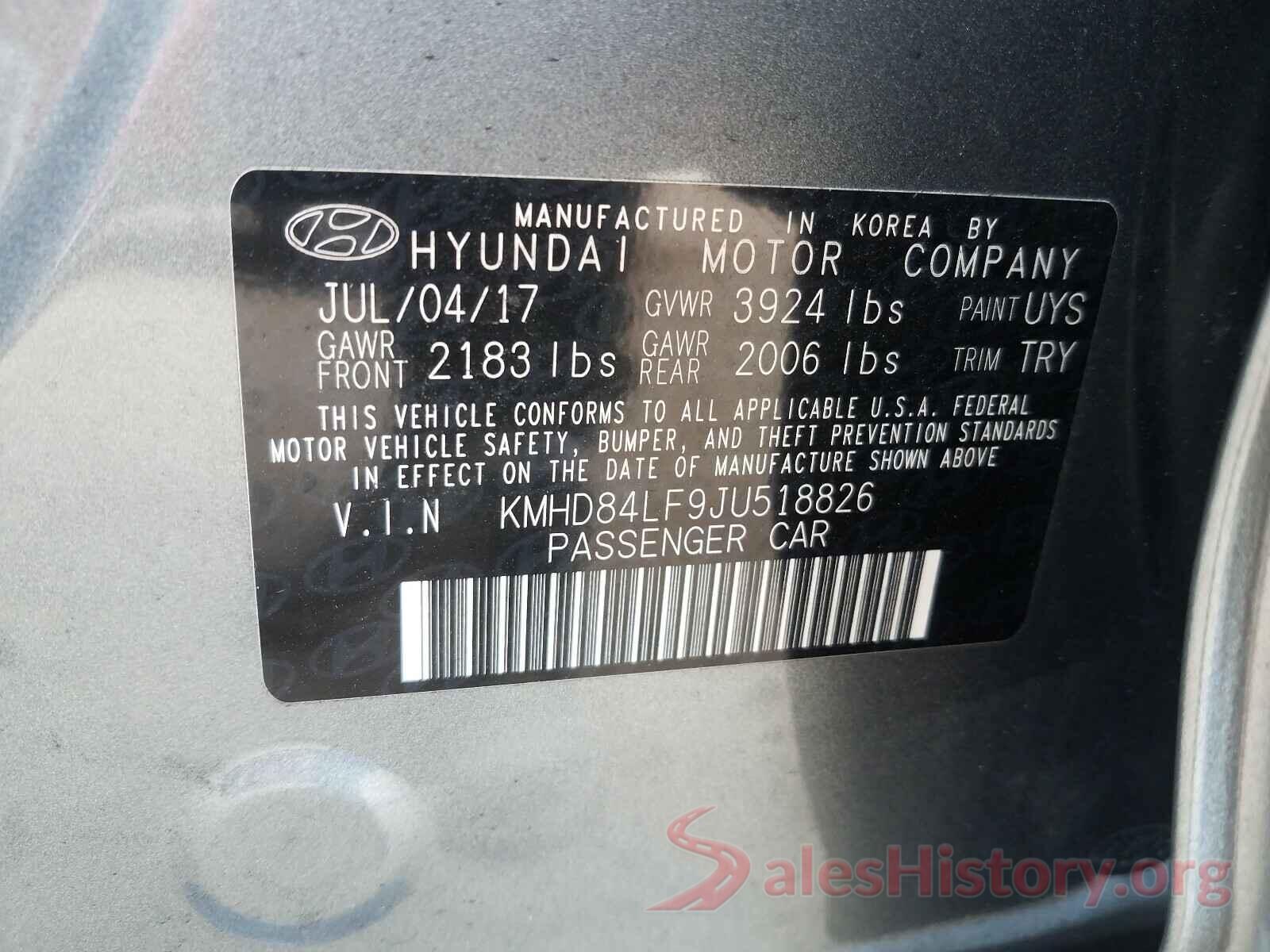 KMHD84LF9JU518826 2018 HYUNDAI ELANTRA