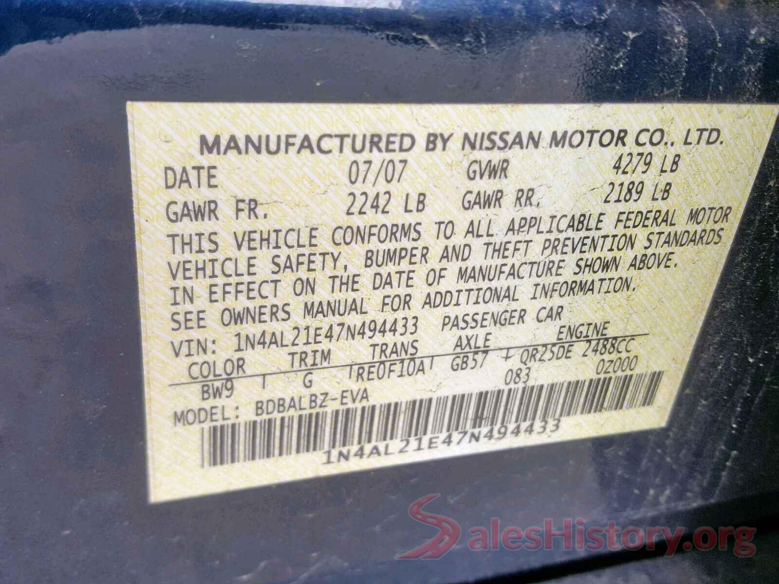 3TMAZ5CN1LM135844 2007 NISSAN ALTIMA