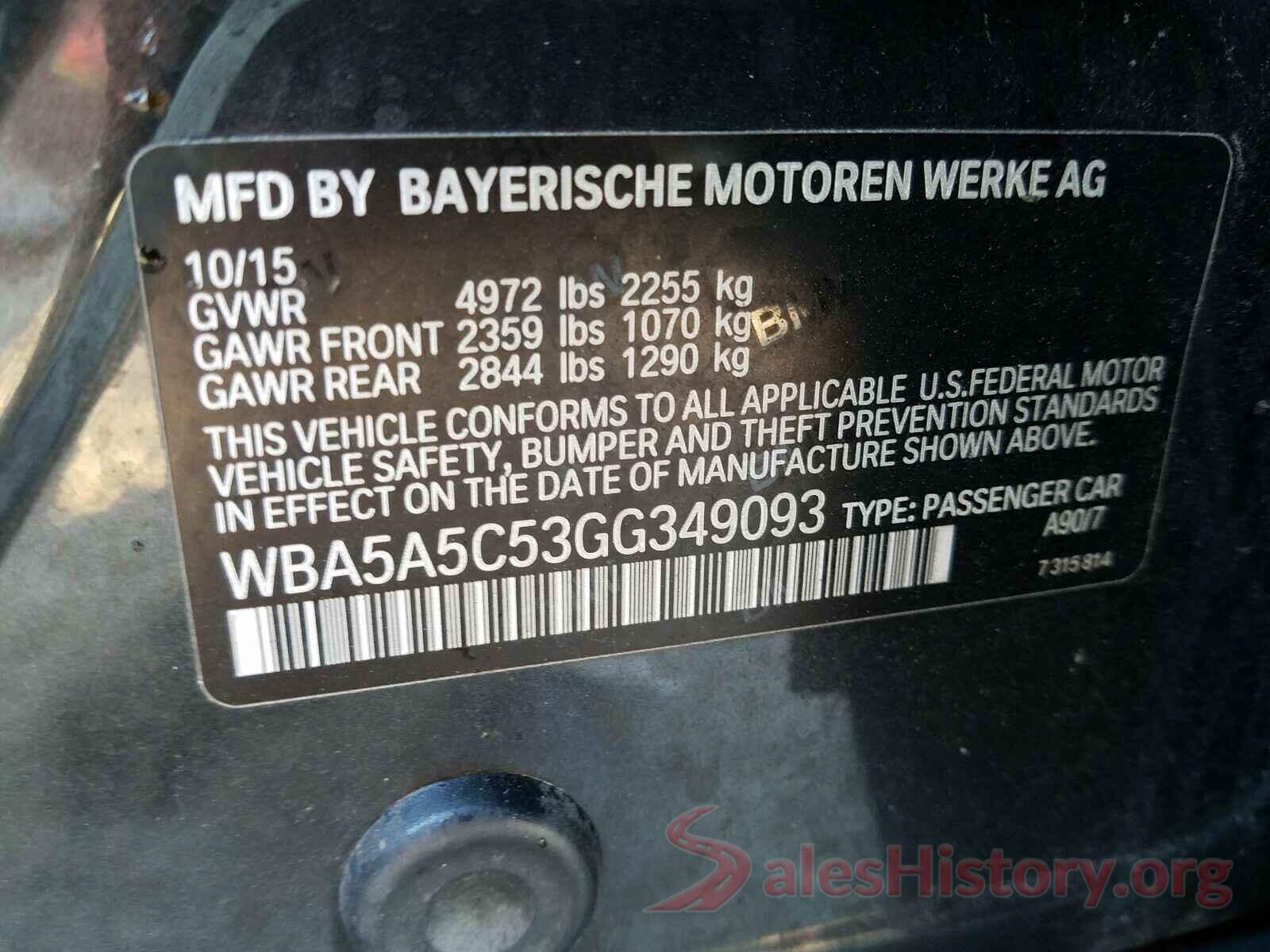 WBA5A5C53GG349093 2016 BMW 5 SERIES