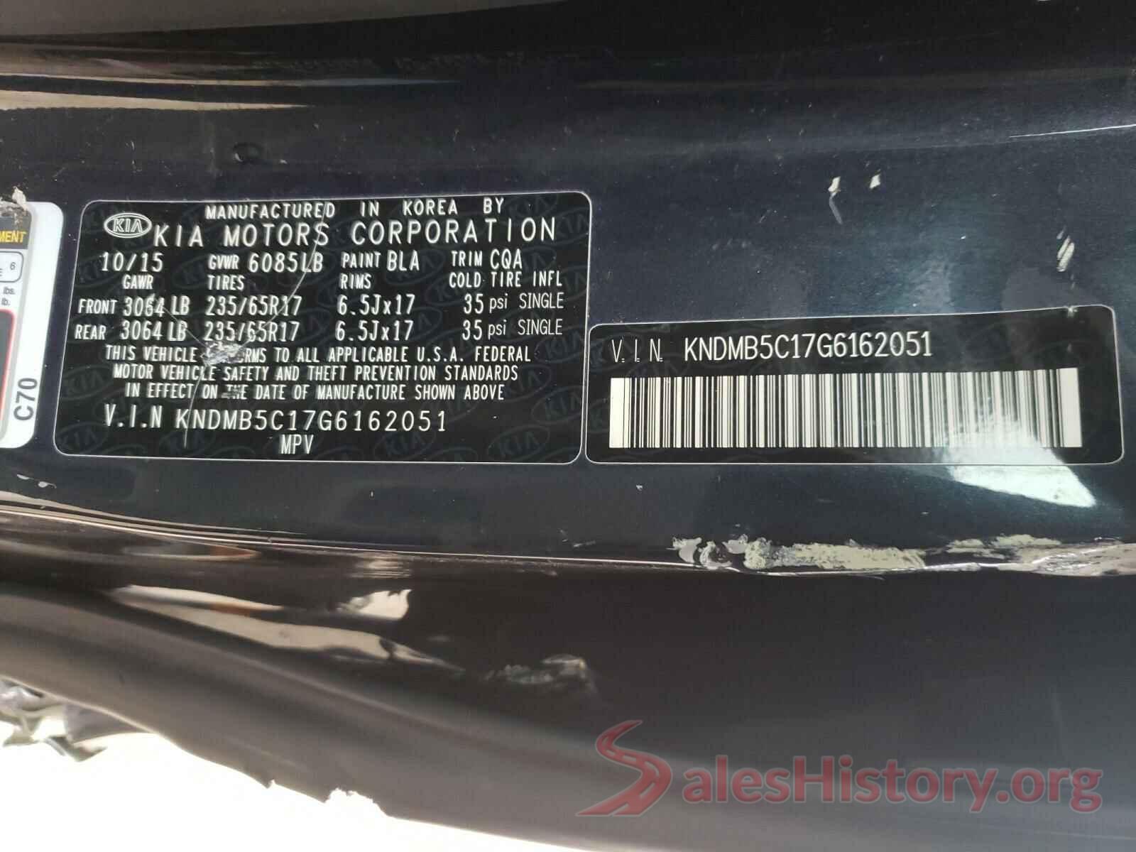 KNDMB5C17G6162051 2016 KIA SEDONA