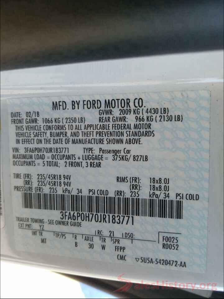 3FA6P0H70JR183771 2018 FORD FUSION