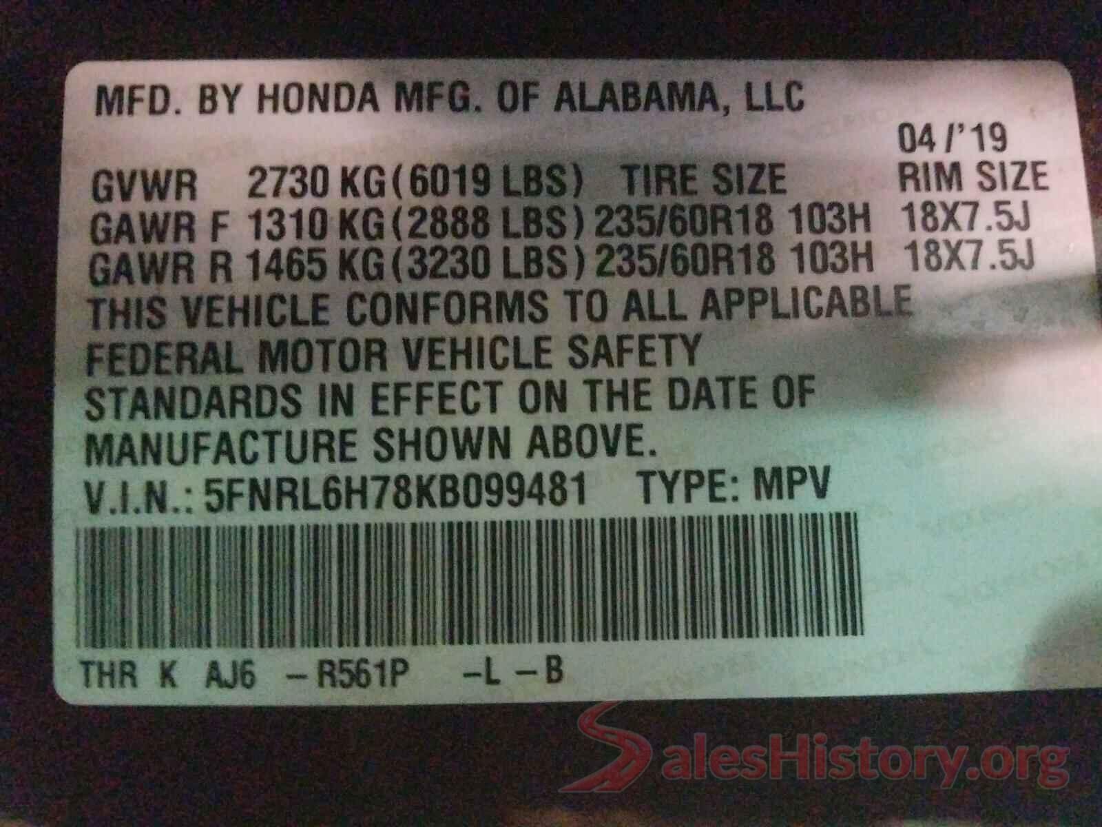 KNDJN2A25G7280002 2019 HONDA ODYSSEY