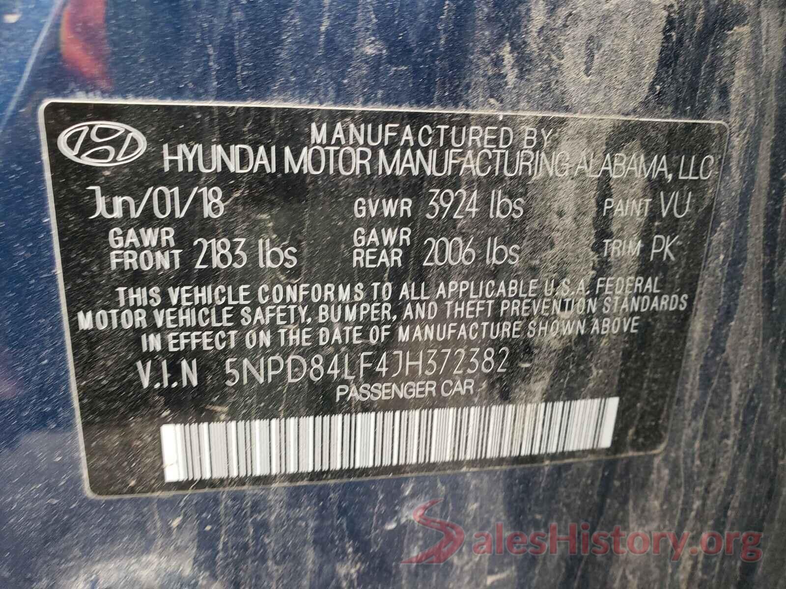 5NPD84LF4JH372382 2018 HYUNDAI ELANTRA