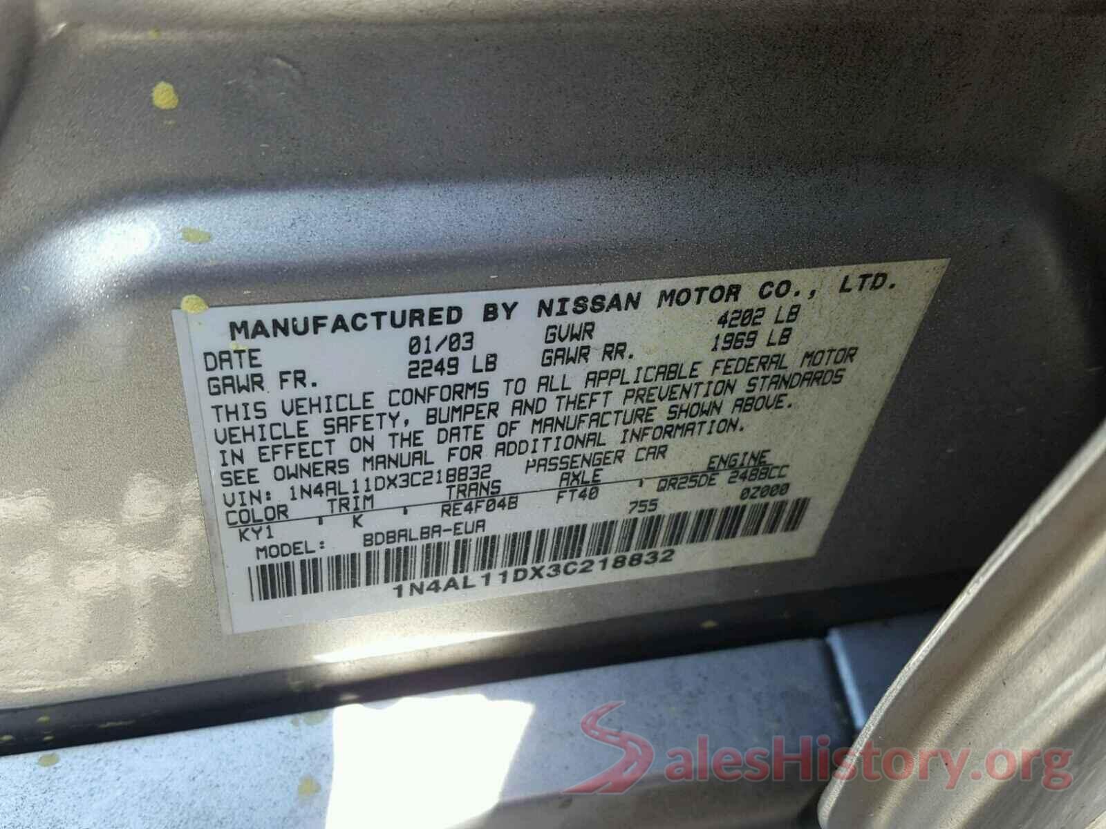 YV4102DL6M1734692 2003 NISSAN ALTIMA BAS