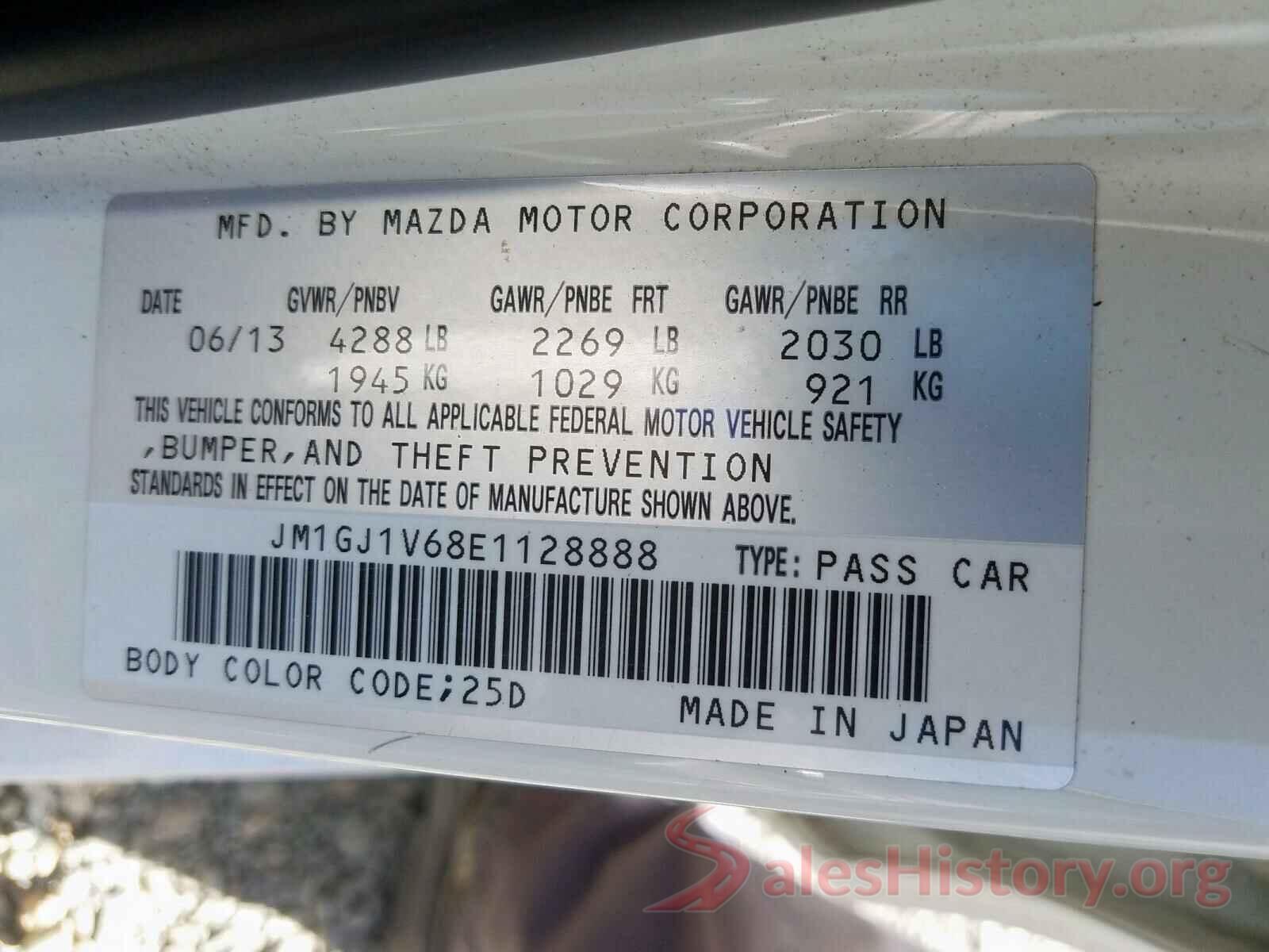 3VWC57BU9KM052943 2014 MAZDA 6