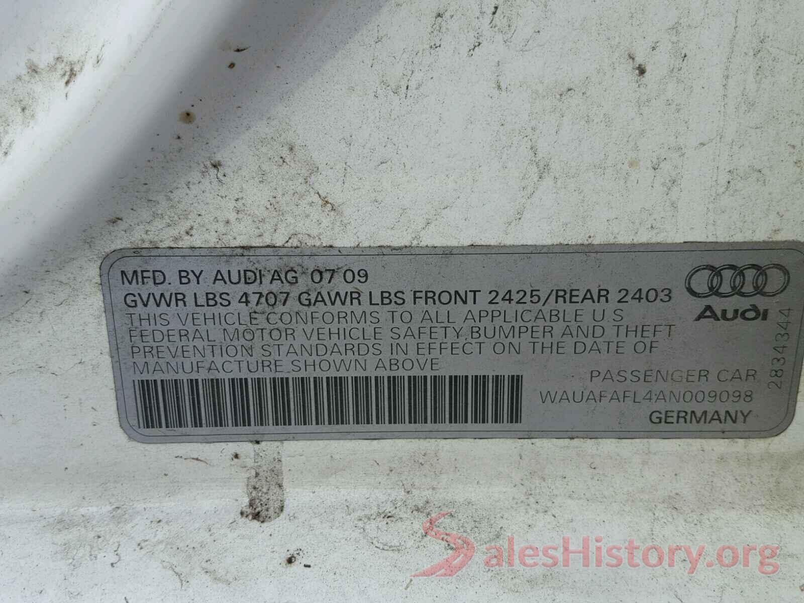 1C4PJMLX9JD604054 2010 AUDI A4