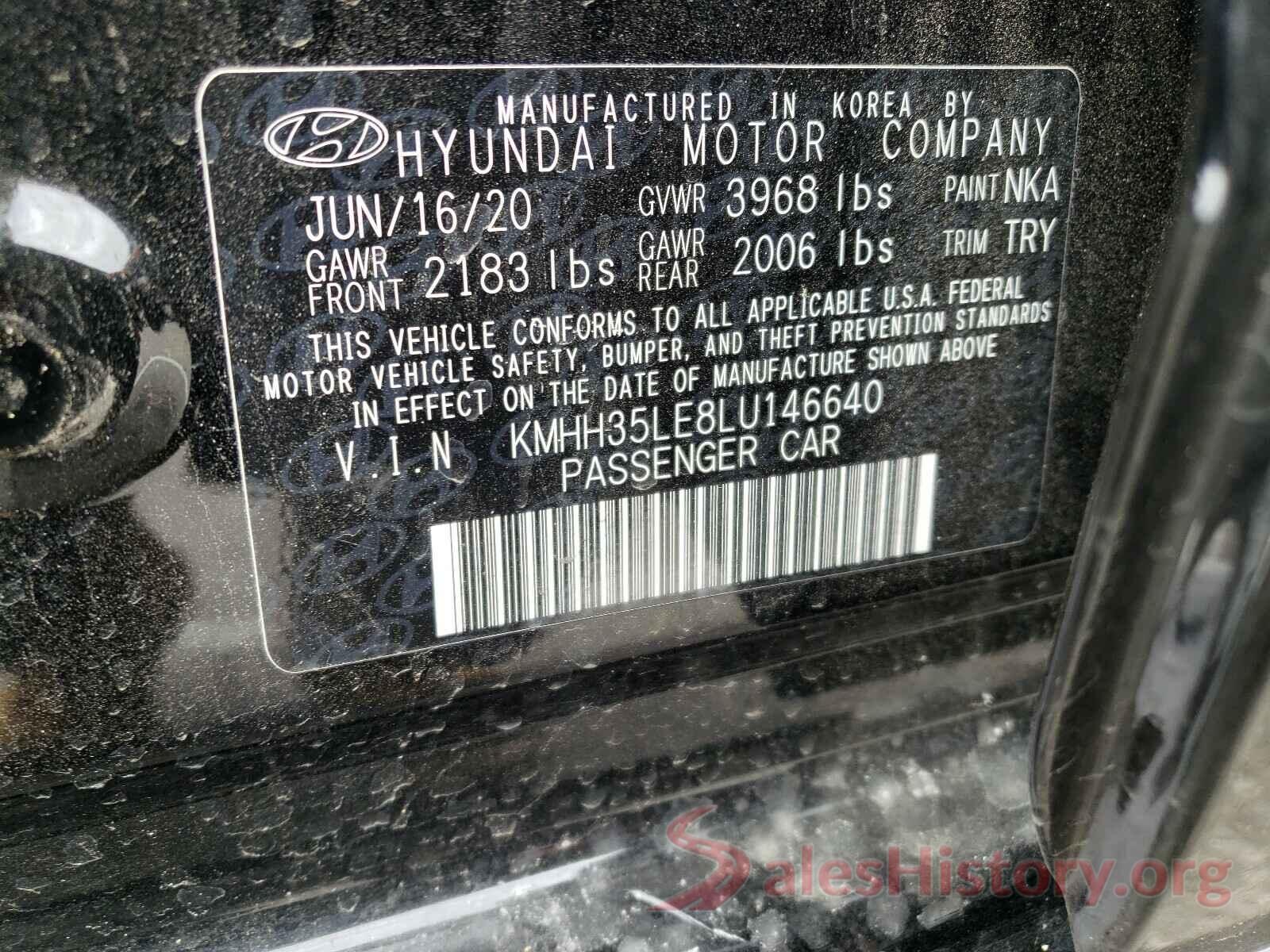 KMHH35LE8LU146640 2020 HYUNDAI ELANTRA