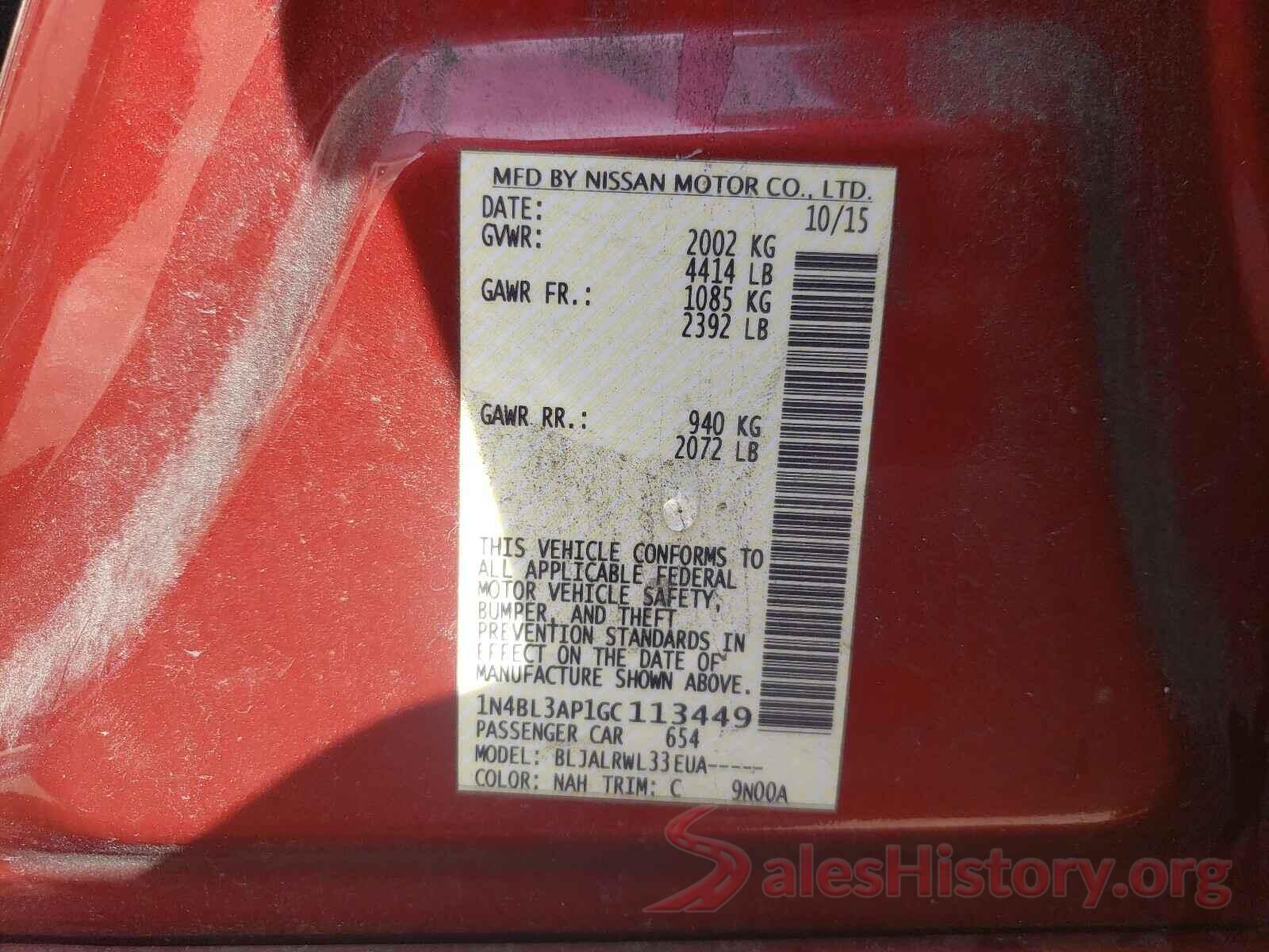 1N4BL3AP1GC113449 2016 NISSAN ALTIMA