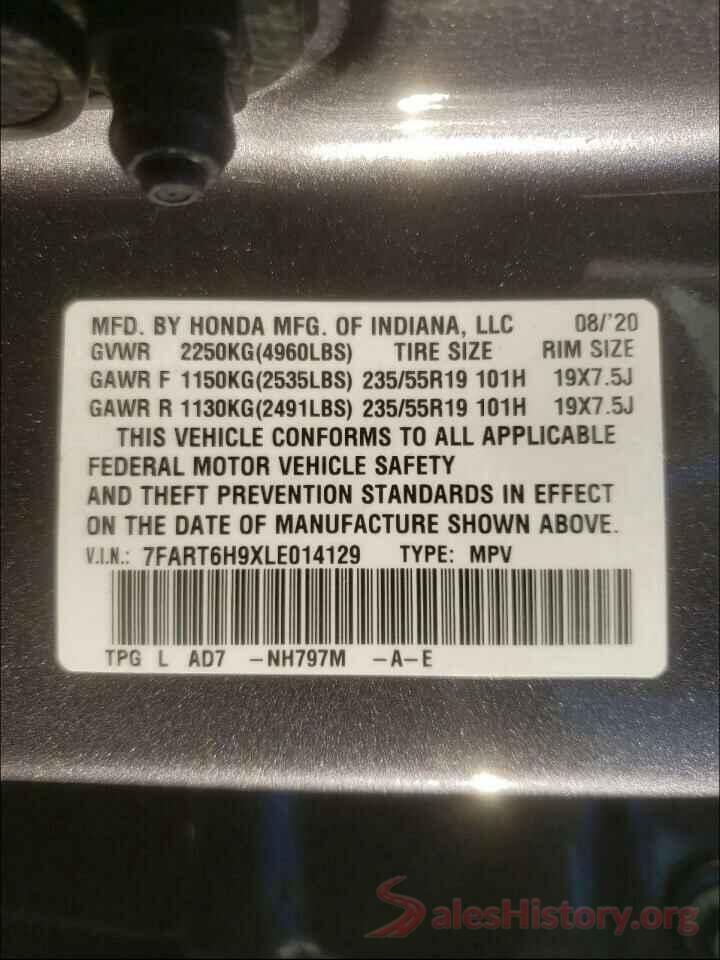 7FART6H9XLE014129 2020 HONDA CRV