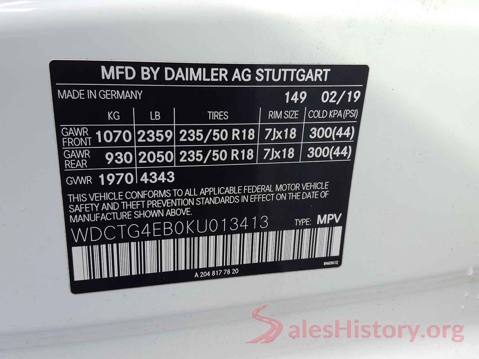 WDCTG4EB0KU013413 2019 MERCEDES-BENZ G CLASS