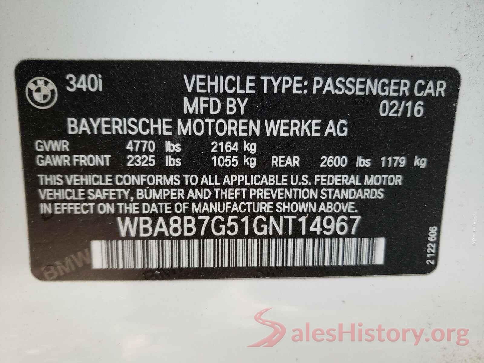 WBA8B7G51GNT14967 2016 BMW 3 SERIES