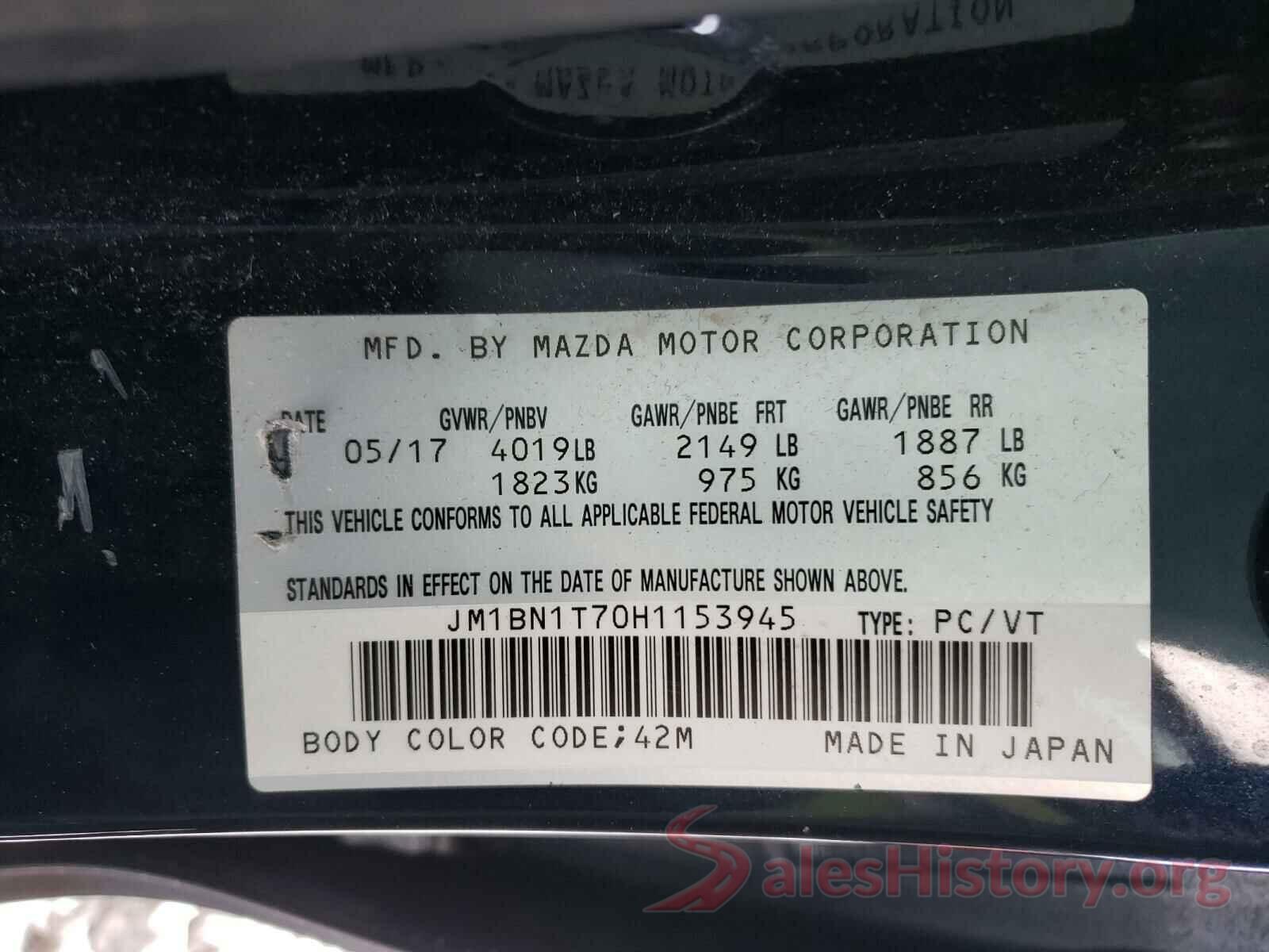 JM1BN1T70H1153945 2017 MAZDA 3