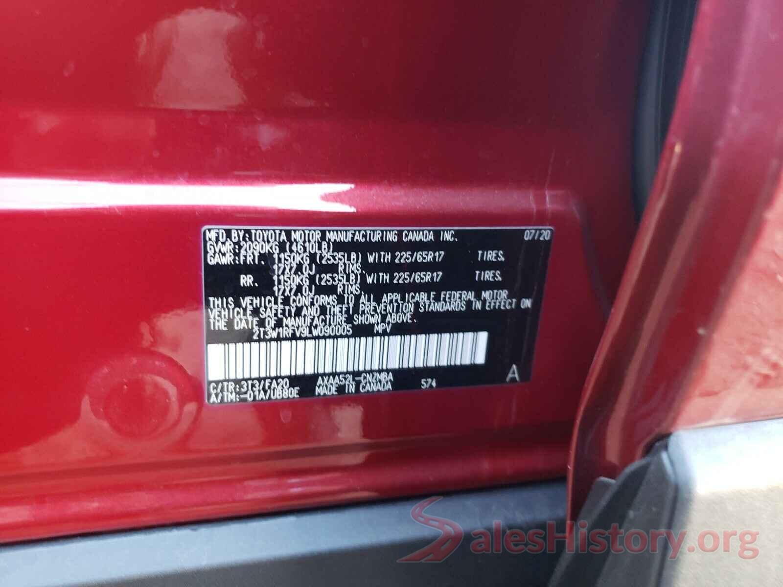 2T3W1RFV9LW090005 2020 TOYOTA RAV4