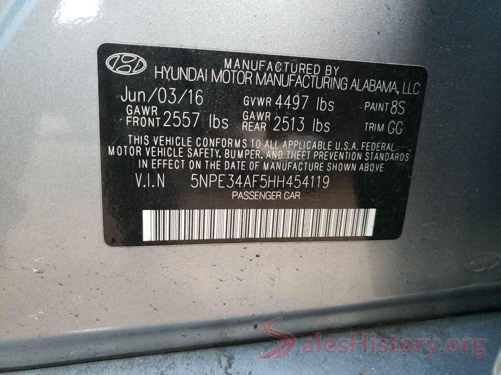 5NPE34AF5HH454119 2017 HYUNDAI SONATA