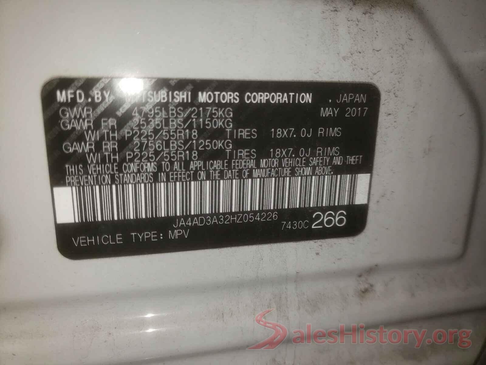 JA4AD3A32HZ054226 2017 MITSUBISHI OUTLANDER