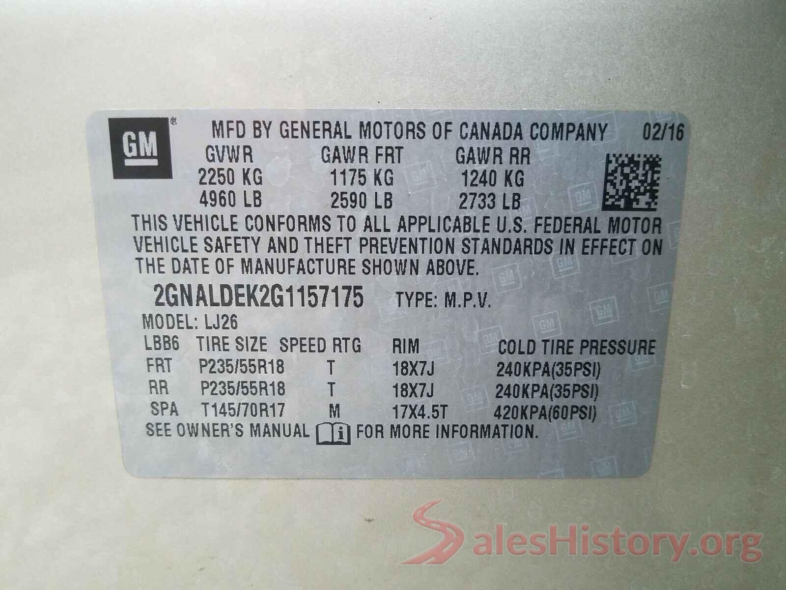 2GNALDEK2G1157175 2016 CHEVROLET EQUINOX