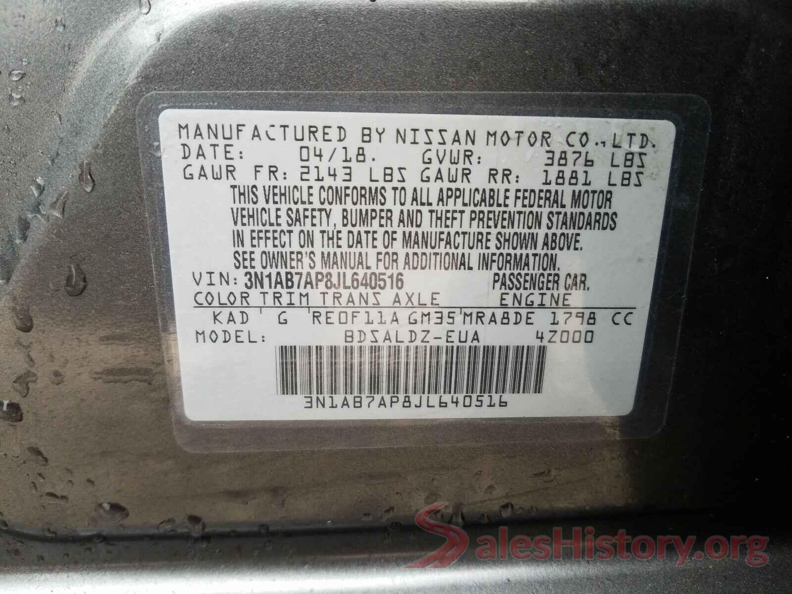 3N1AB7AP8JL640516 2018 NISSAN SENTRA