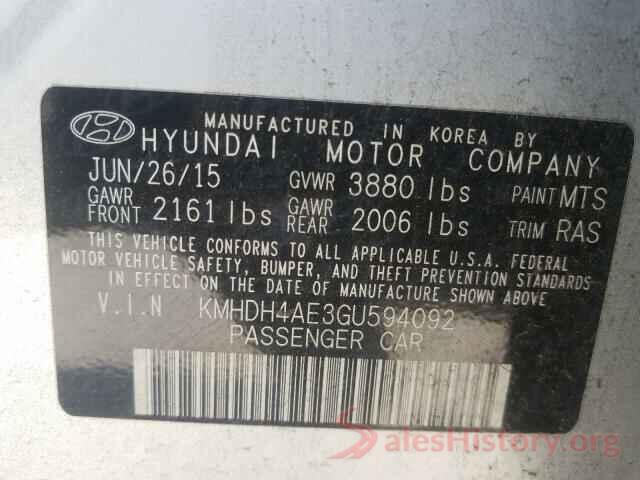 KMHDH4AE3GU594092 2016 HYUNDAI ELANTRA