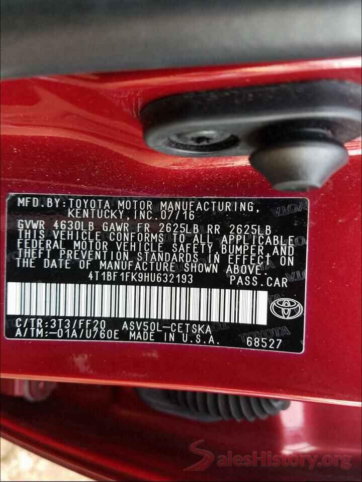 4T1BF1FK9HU632193 2017 TOYOTA CAMRY