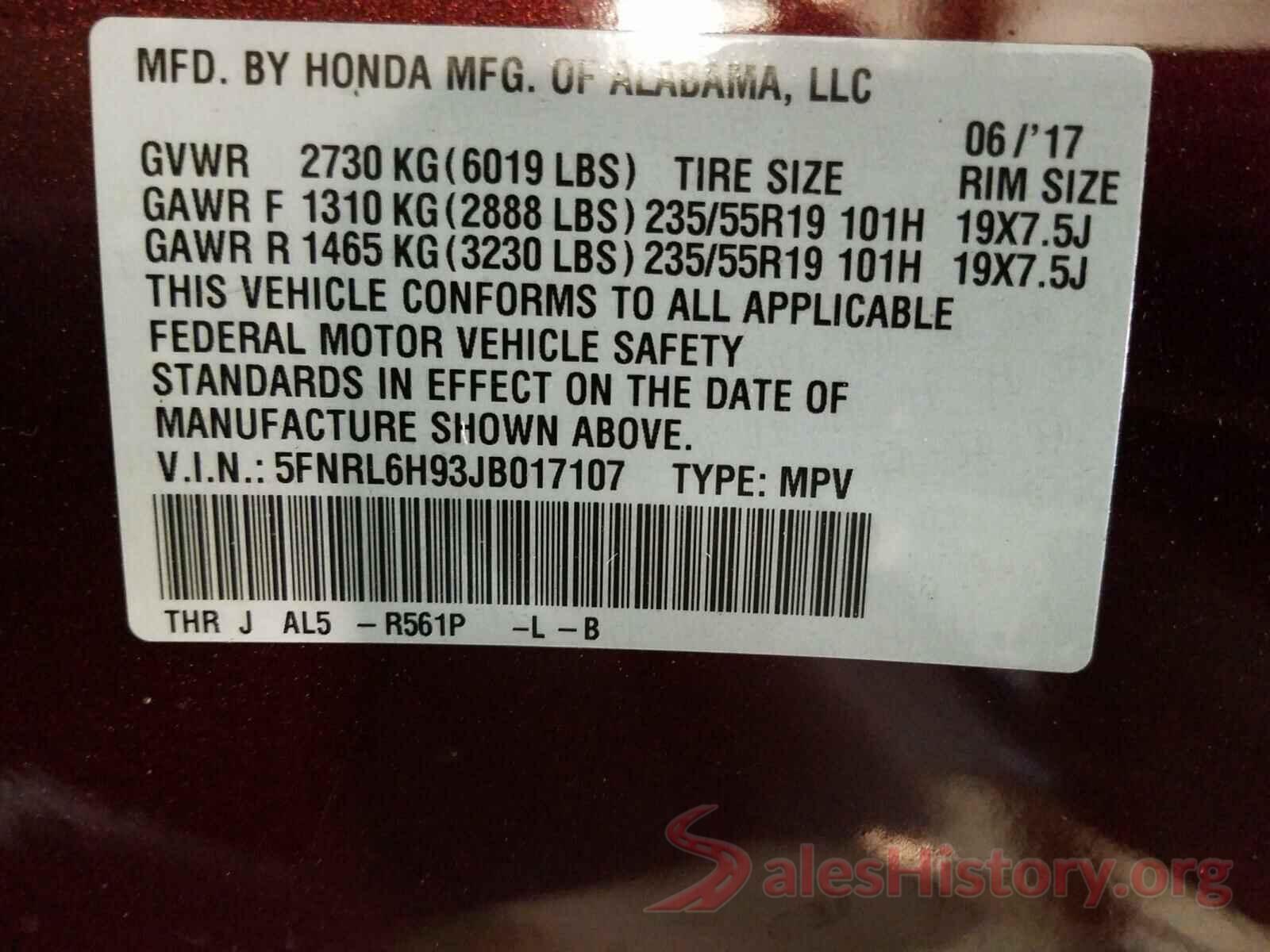 KNAFX4A64G5569024 2018 HONDA ODYSSEY