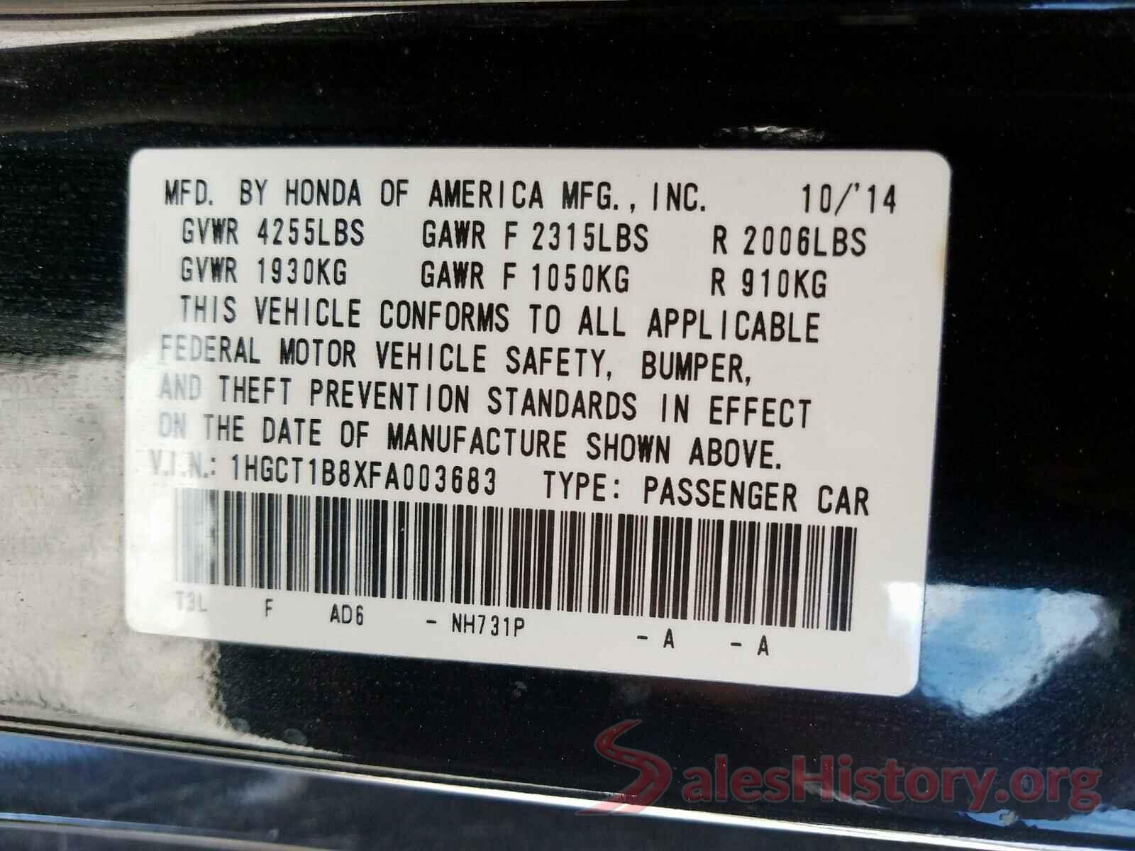 19XFC2F70GE215638 2015 HONDA ACCORD