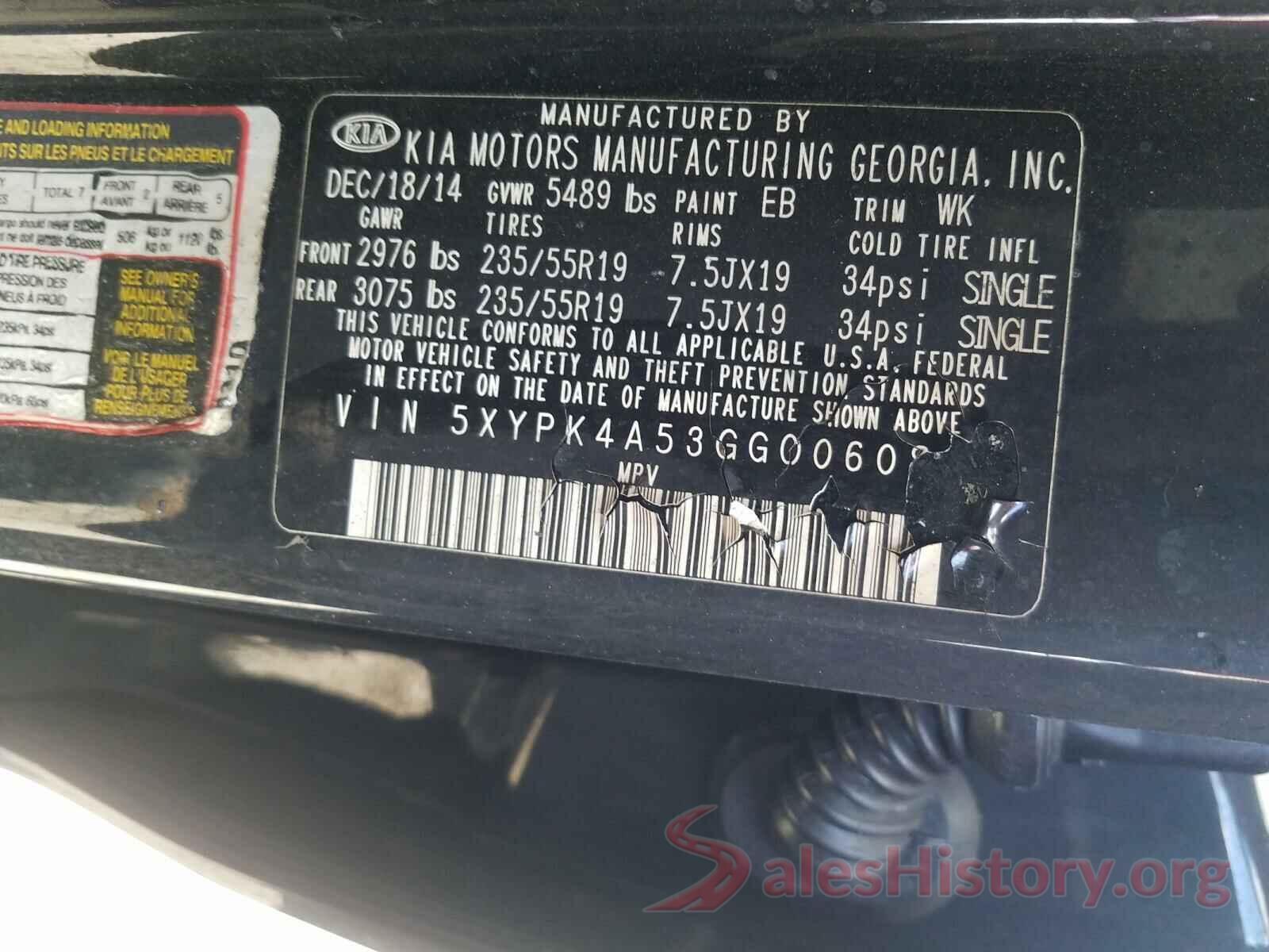 5XYPK4A53GG006082 2016 KIA SORENTO