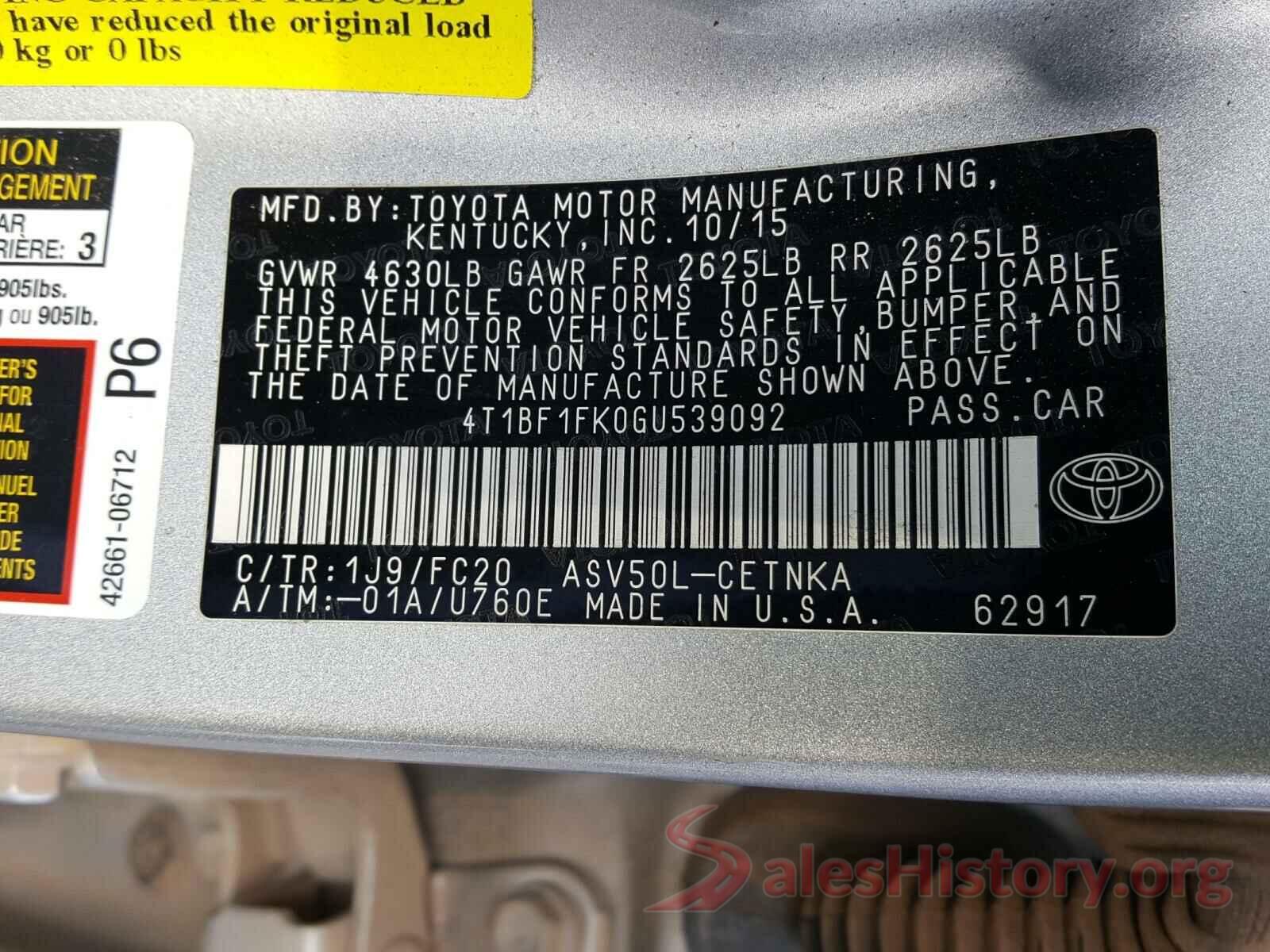 4T1BF1FK0GU539092 2016 TOYOTA CAMRY