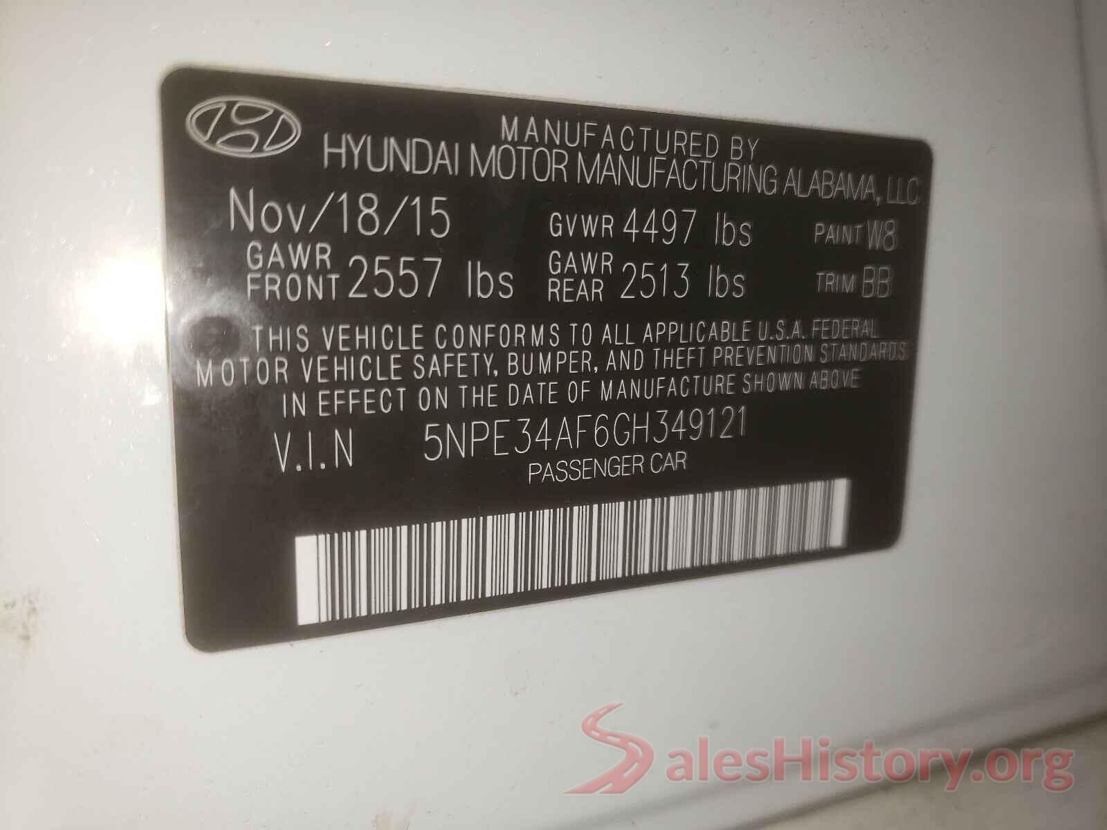 5NPE34AF6GH349121 2016 HYUNDAI SONATA