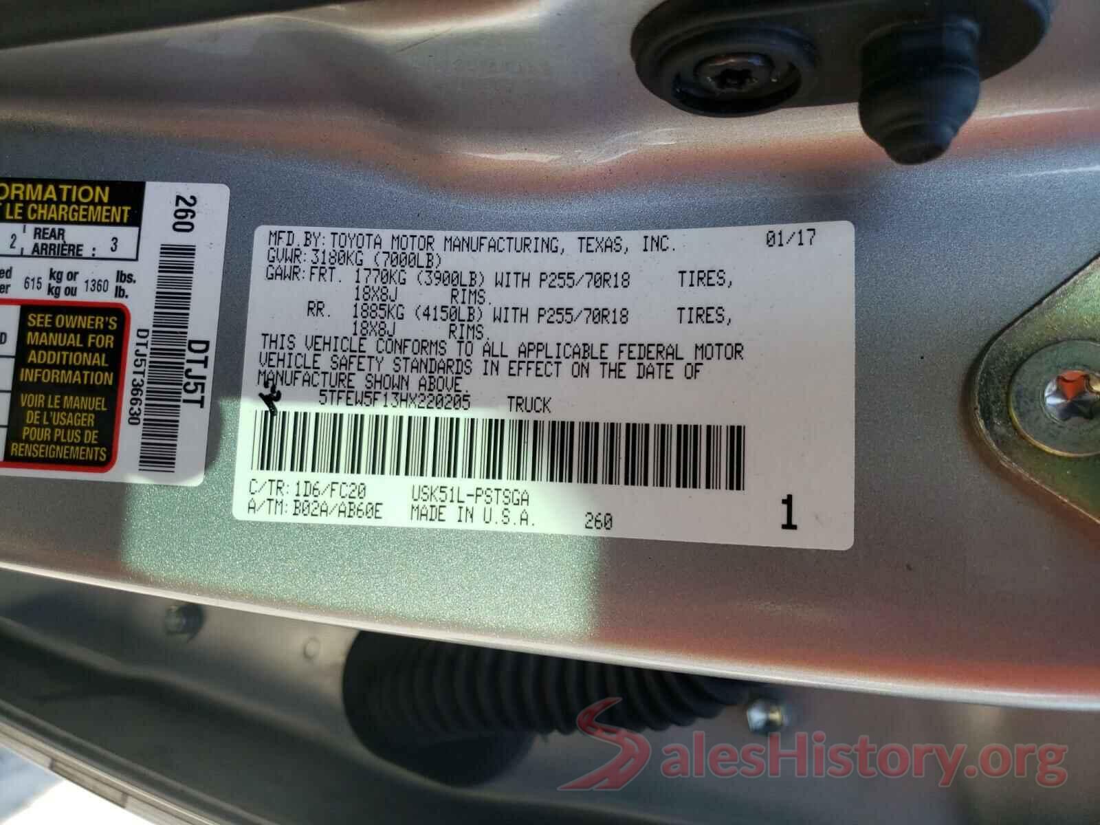 5TFEW5F13HX220205 2017 TOYOTA TUNDRA