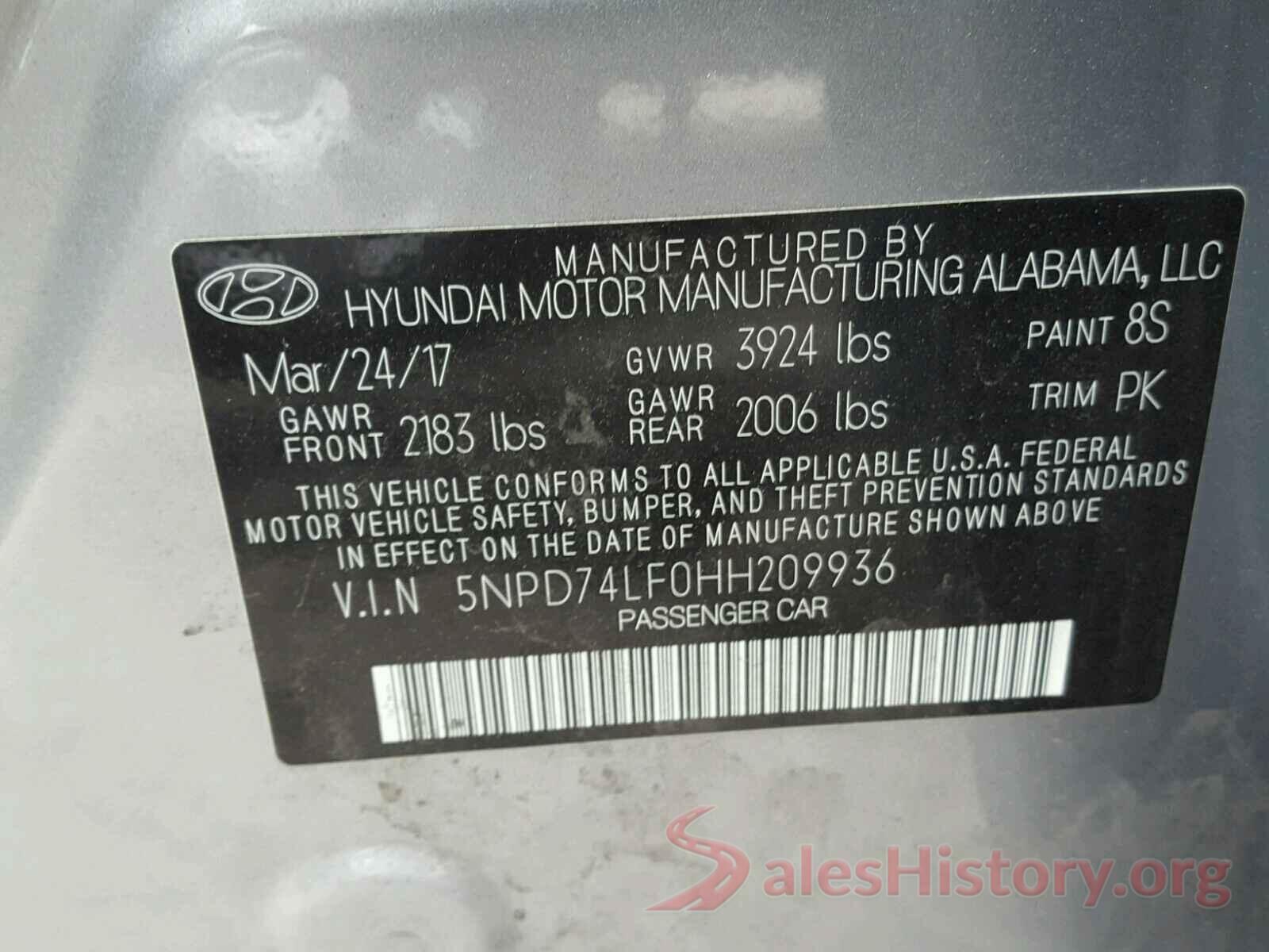 KM8J3CA21GU040910 2017 HYUNDAI ELANTRA