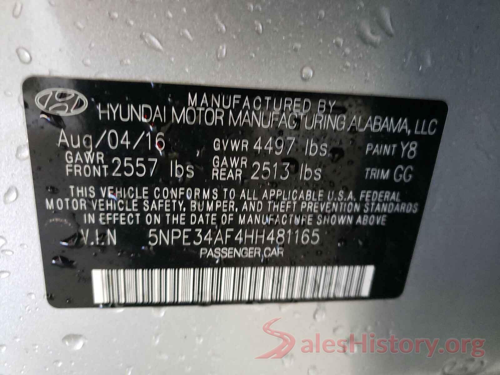 5NPE34AF4HH481165 2017 HYUNDAI SONATA