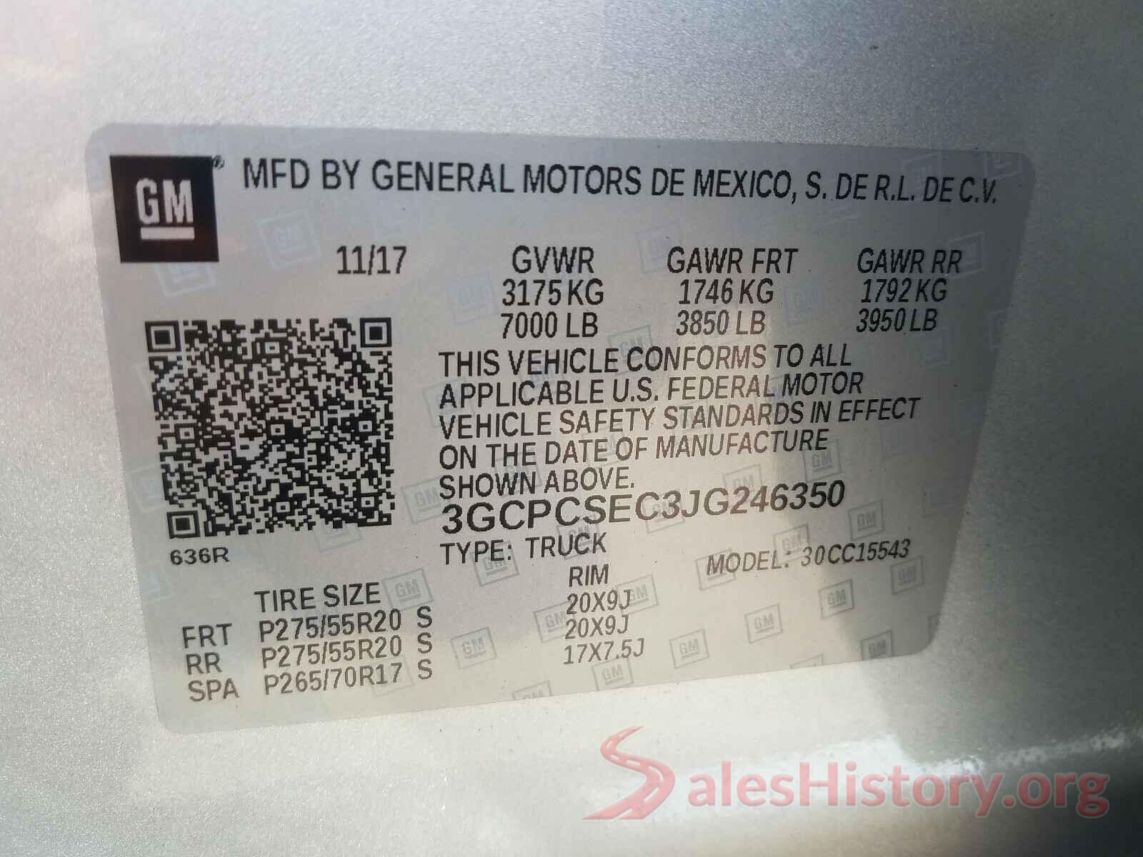 3GCPCSEC3JG246350 2018 CHEVROLET SILVERADO