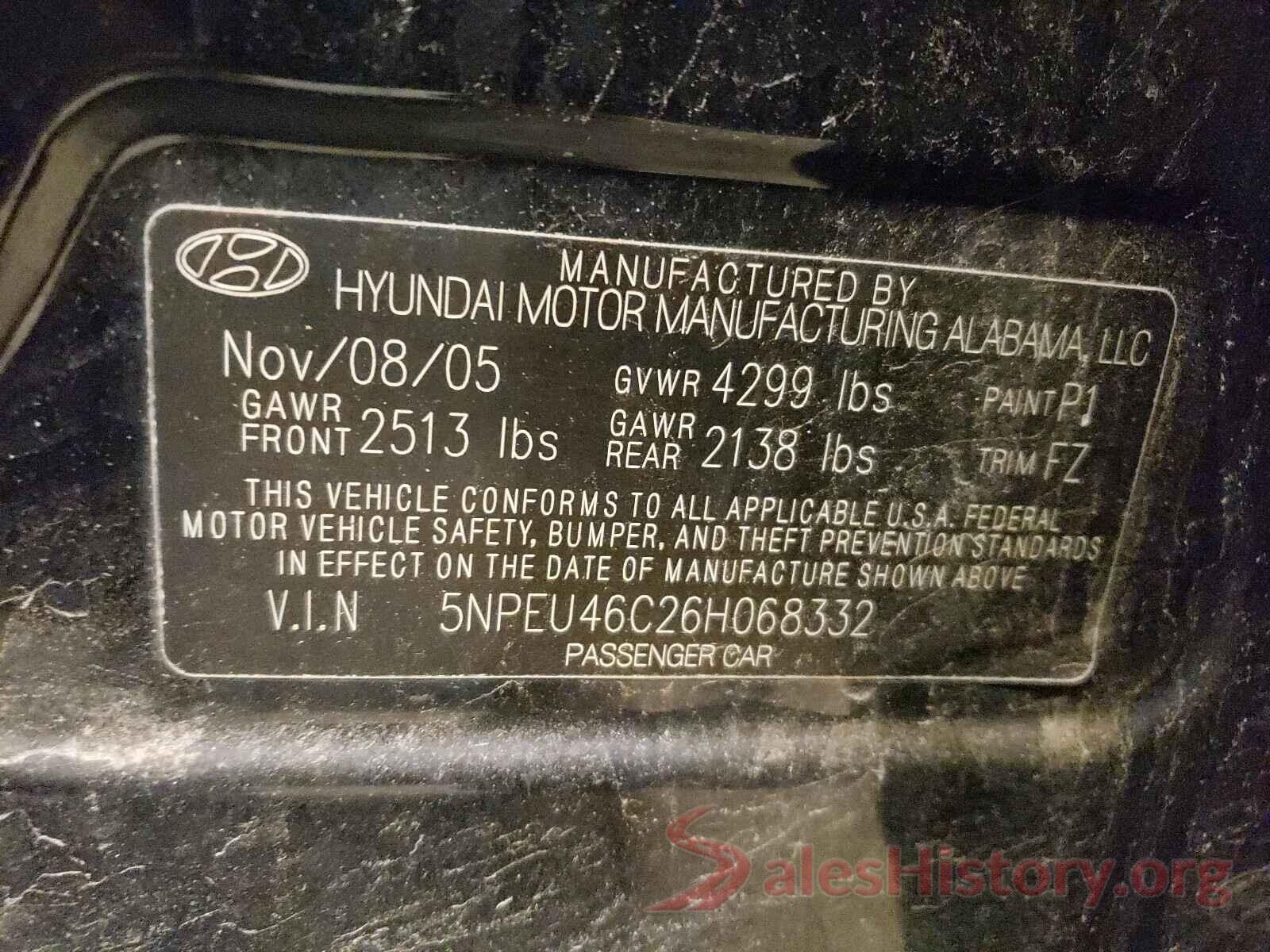 5XYPG4A38GG103827 2006 HYUNDAI SONATA