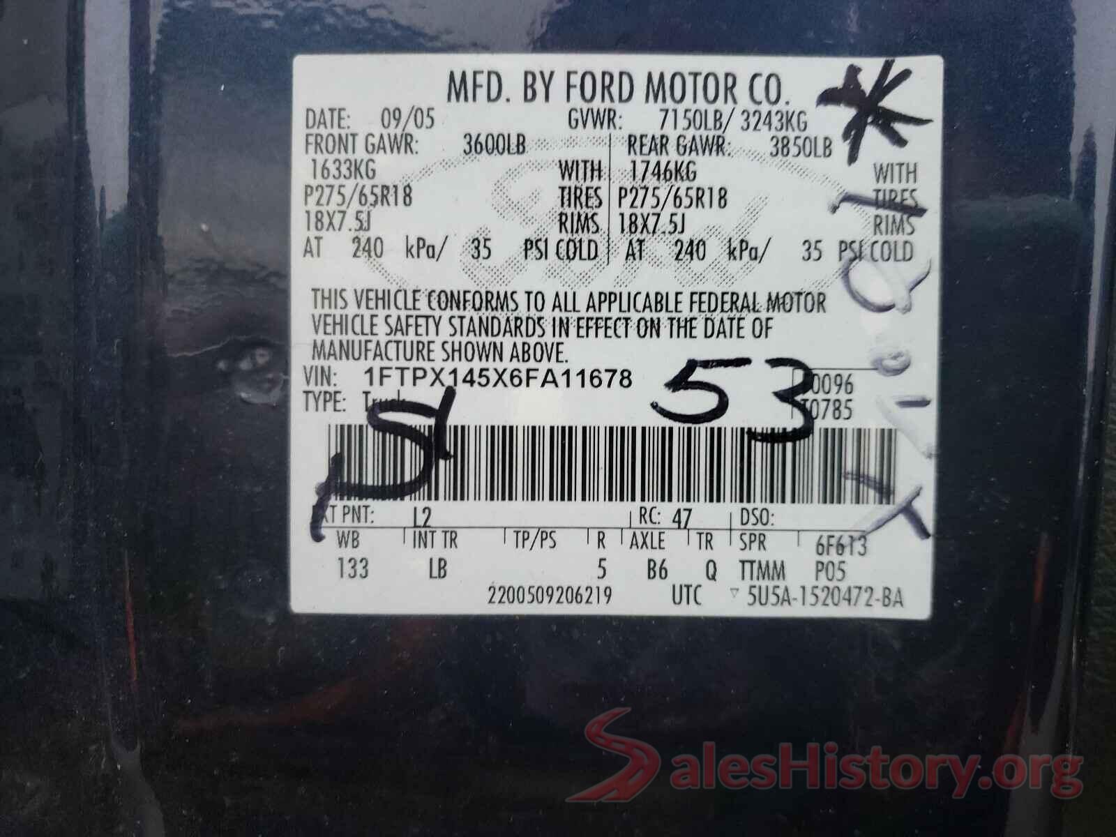 5TFEW5F1XGX196550 2006 FORD F150