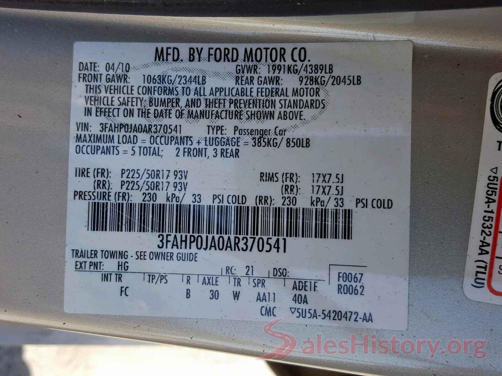 5NPE24AF7HH535528 2010 FORD FUSION SEL