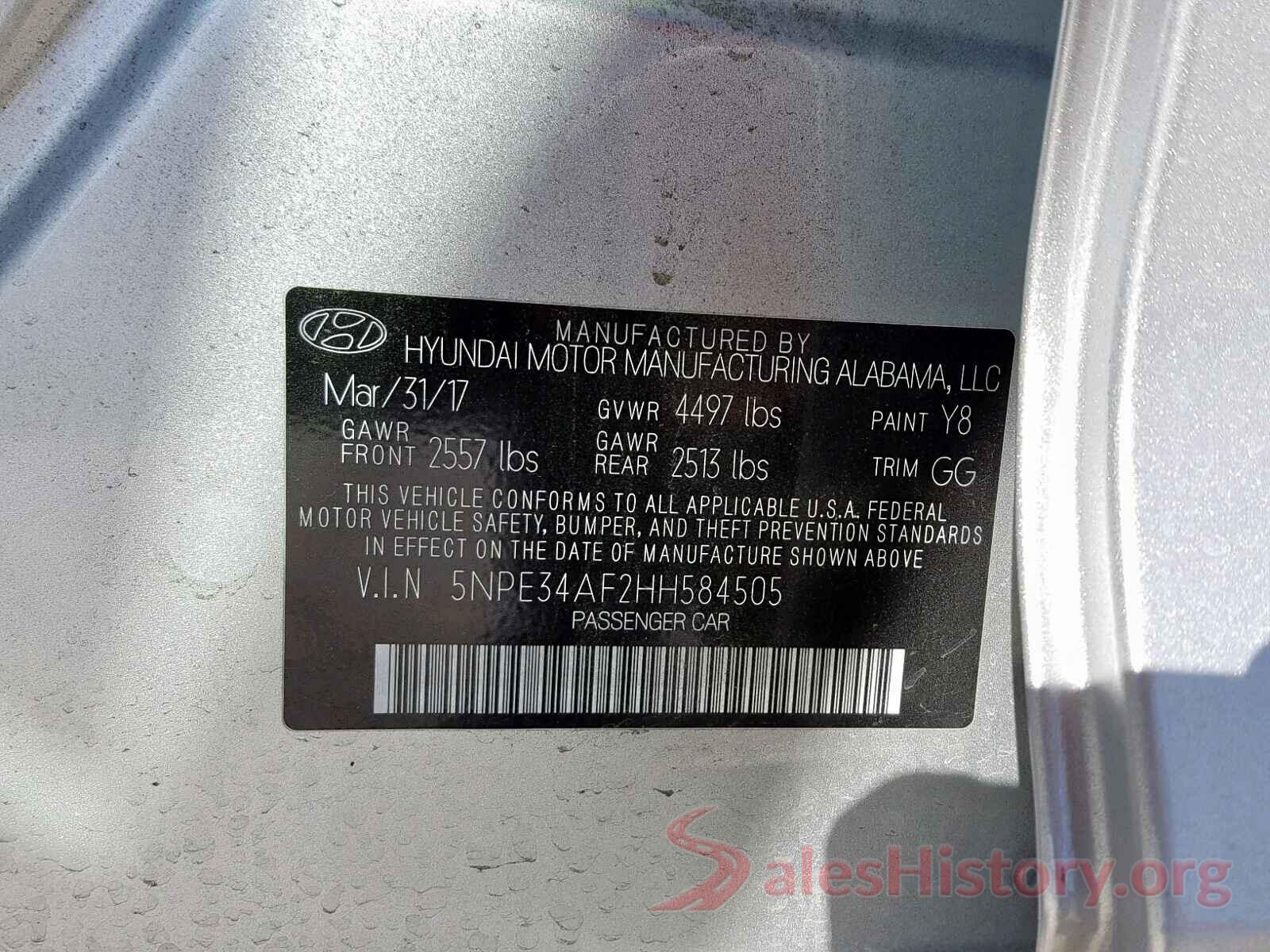 4T1B11HK6KU252702 2017 HYUNDAI SONATA