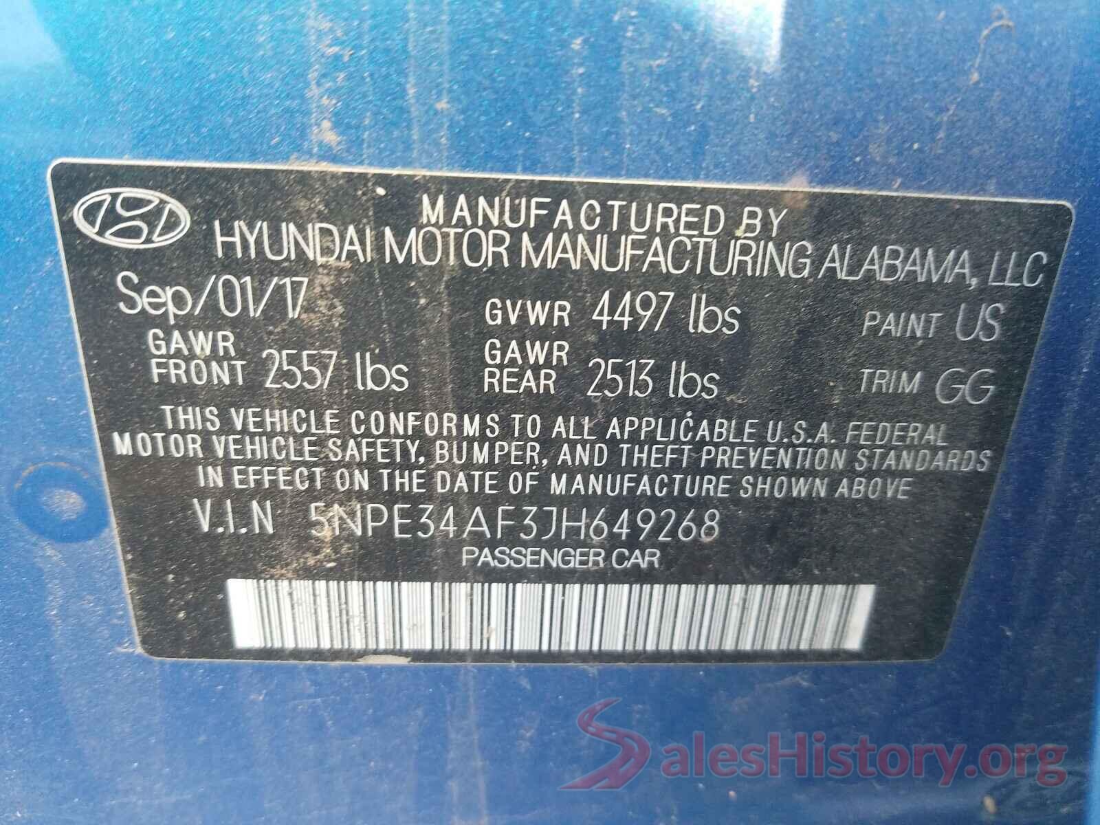 5NPE34AF3JH649268 2018 HYUNDAI SONATA