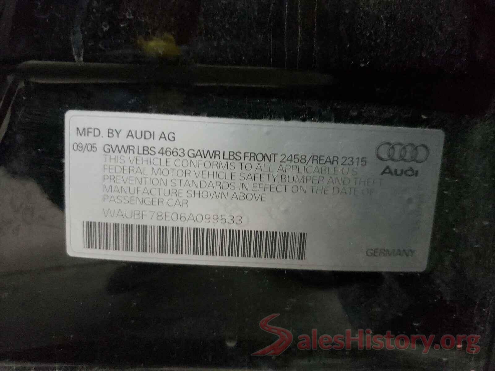 3CZRU6H11KM734877 2006 AUDI A4