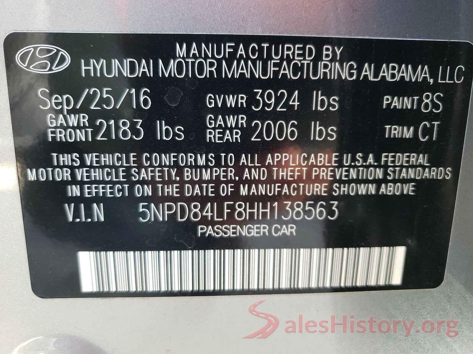 5NPD84LF8HH138563 2017 HYUNDAI ELANTRA