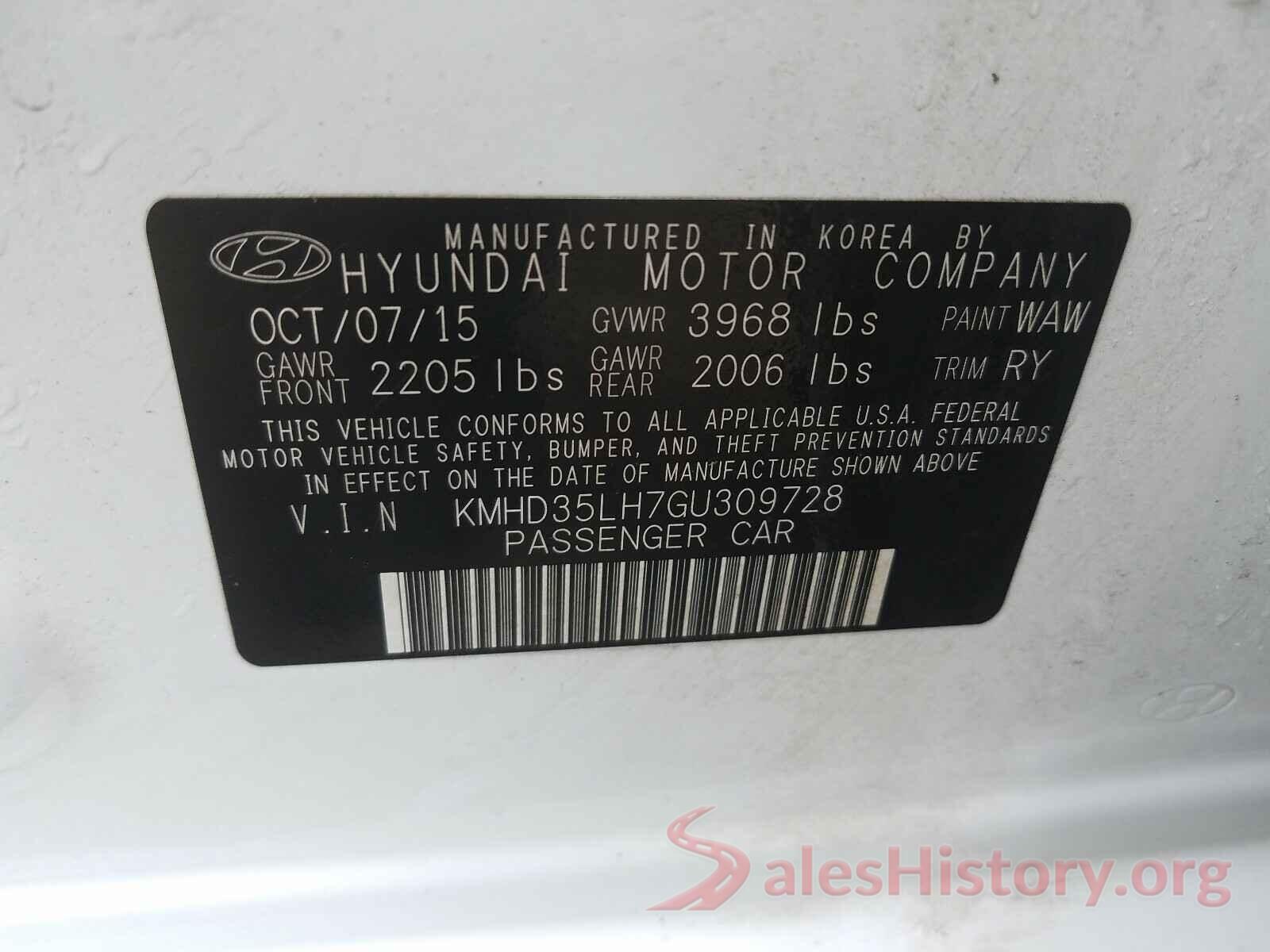 KMHD35LH7GU309728 2016 HYUNDAI ELANTRA