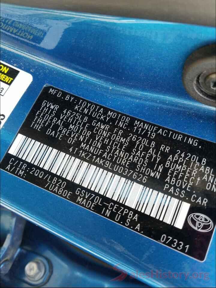 4T1KZ1AK9LU037626 2020 TOYOTA CAMRY