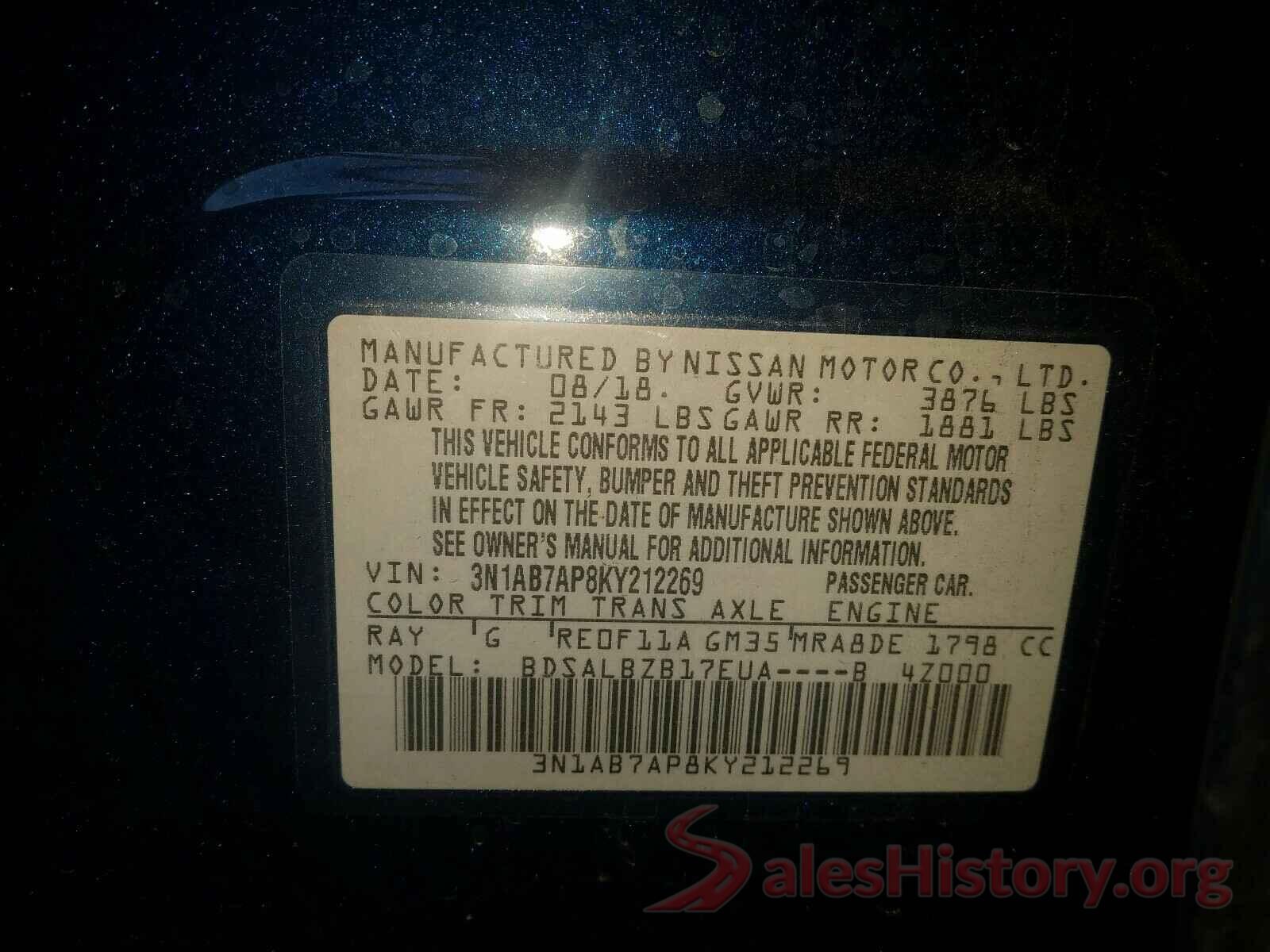 3N1AB7AP8KY212269 2019 NISSAN SENTRA