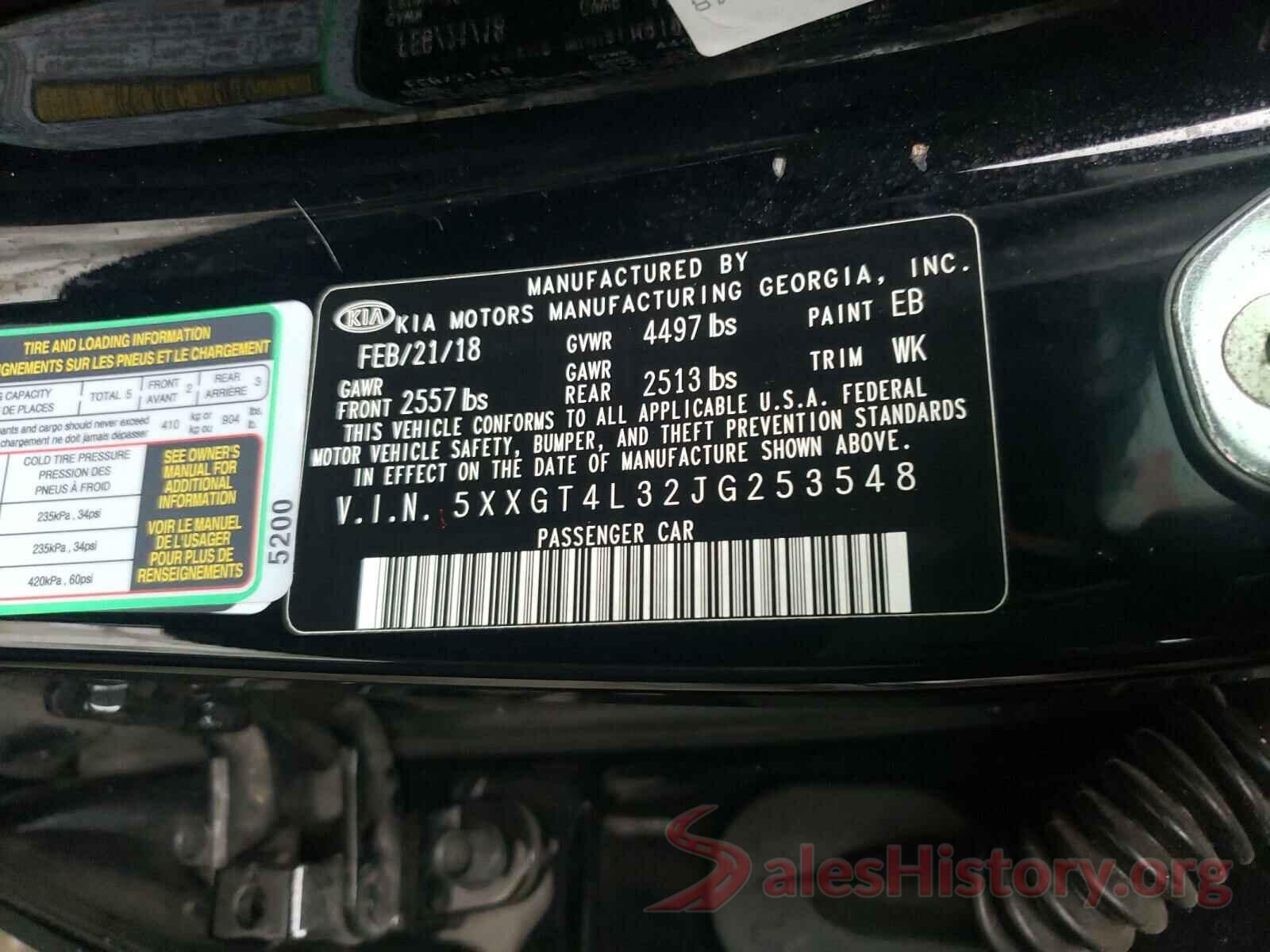 5XXGT4L32JG253548 2018 KIA OPTIMA