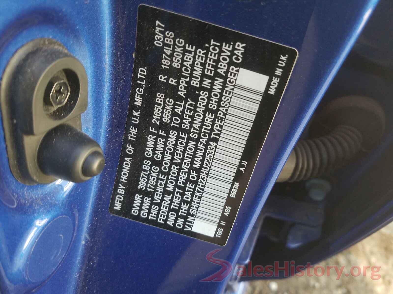 SHHFK7H23HU225334 2017 HONDA CIVIC