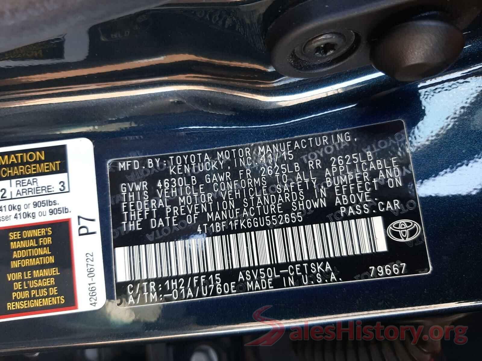 4T1BF1FK6GU552655 2016 TOYOTA CAMRY