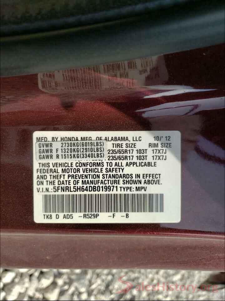 3TMCZ5AN7HM100423 2013 HONDA ODYSSEY